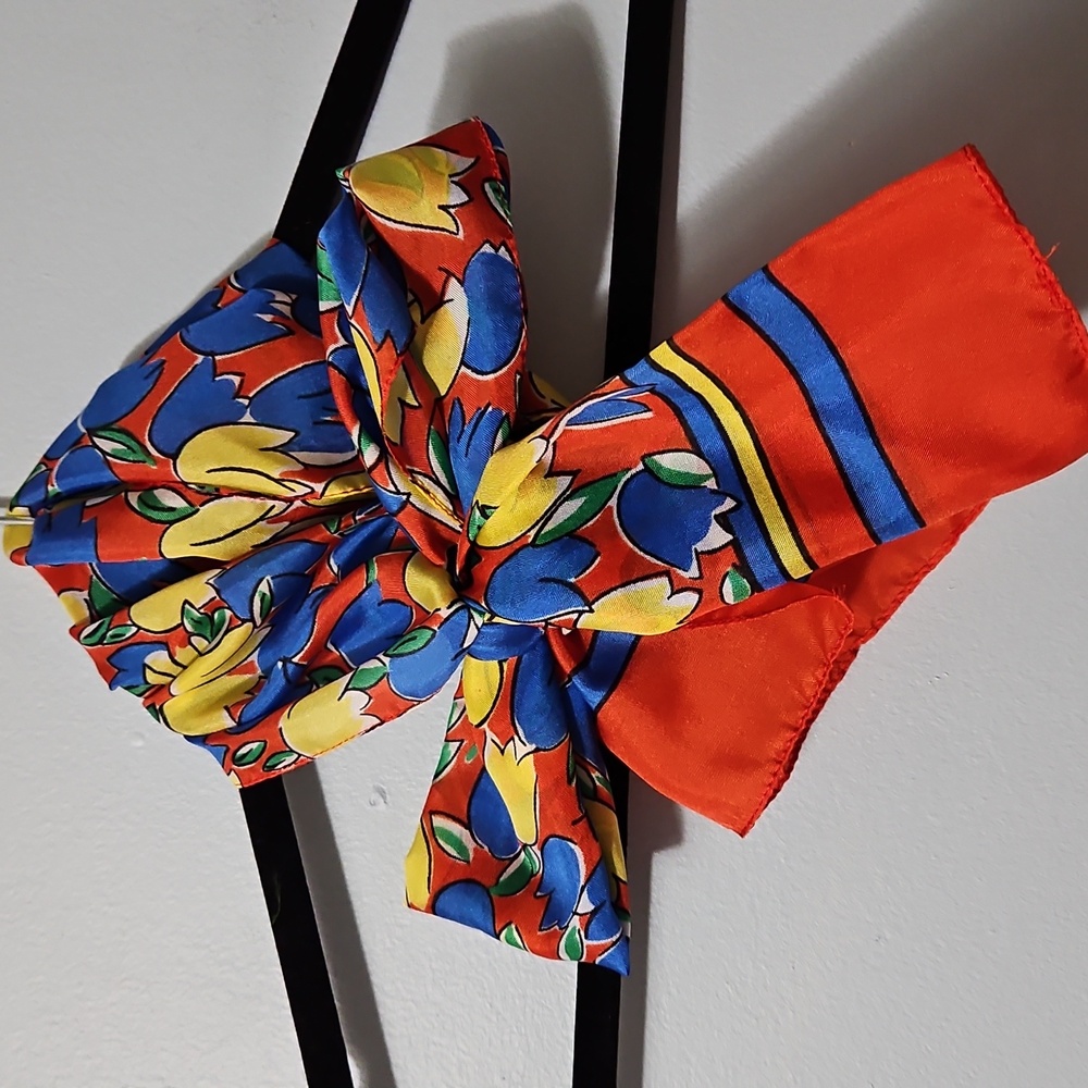 Colorful Floral Tulip Long Women's Scarf Neck Tie Bow 10x53